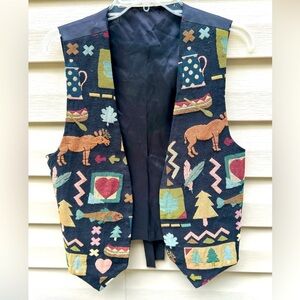 VTG Toby Weston size S northwestern woods animal print grandpacore vest